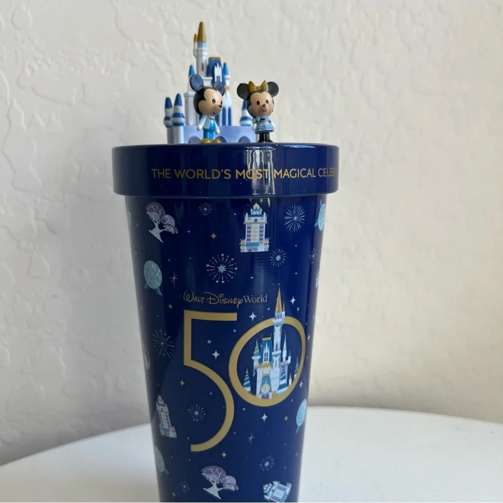 Walt Disney World 50th Anniversary Mickey Minnie Castle Tumbler